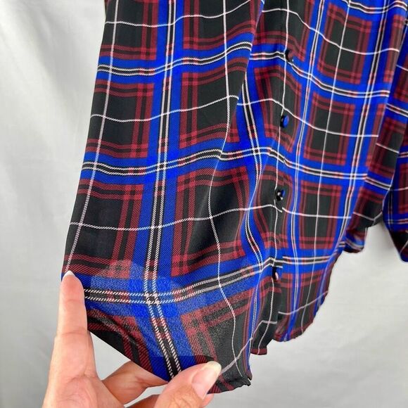 Torrid Plaid Button Up Long Sleeve Blouse 2 18/20 - Picture 2 of 10